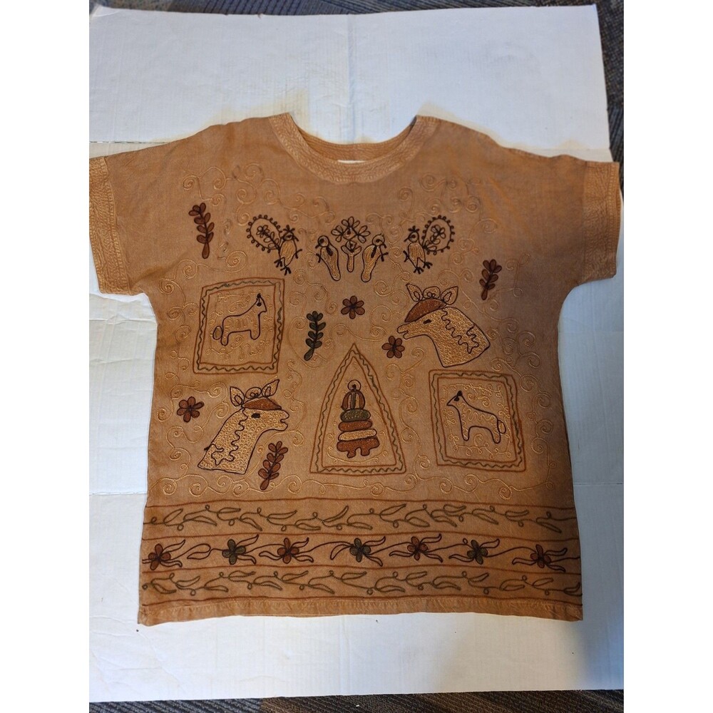 Effect Creazion! Vtg India Blouse Animal Birds Embroidered Size L Gorgeous